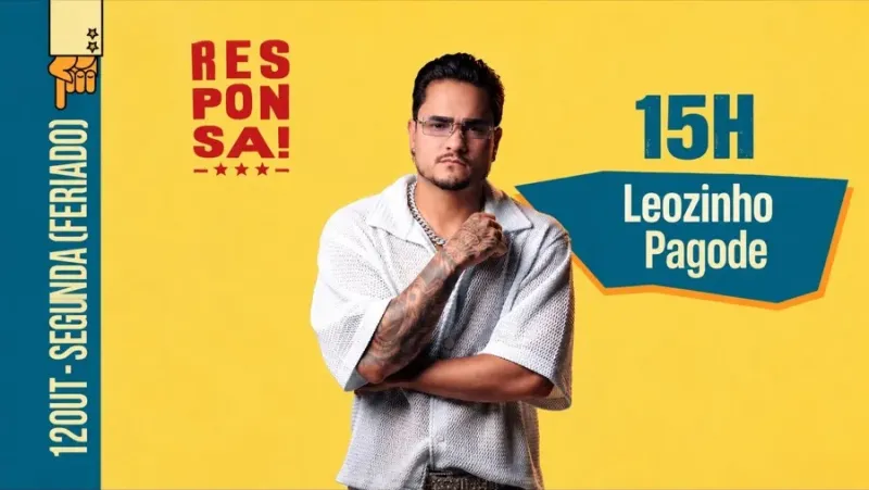 12/10 (segunda), a partir das 15h, do Feriadão de Responsa, com pagode do Leozinho